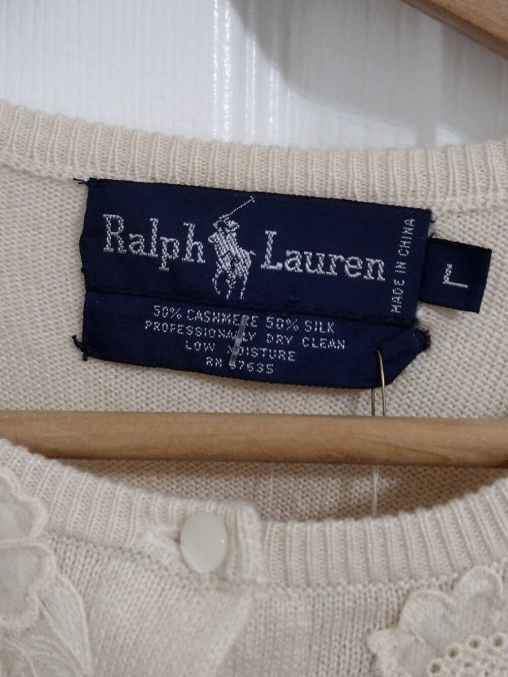 Vintage Ralph Lauren Blue Label Cashmere Silk Cardigan Sweater Women's Large NWT - Picture 6 of 11